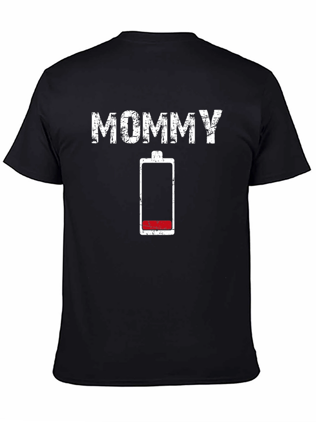 Mommy Low Battery Graphic T-Shirt - Black Cotton