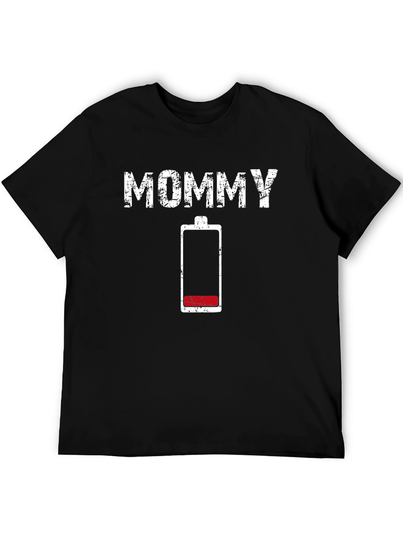 Mommy Low Battery Graphic T-Shirt - Black Cotton