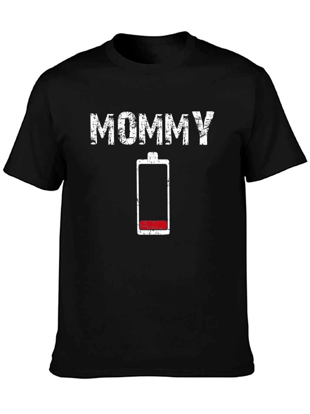 Mommy Low Battery Graphic T-Shirt - Black Cotton