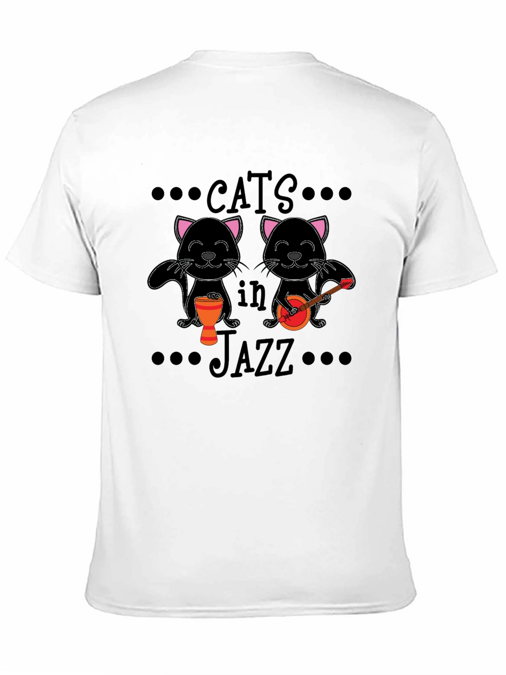 Cats in Jazz Graphic Black T-Shirt