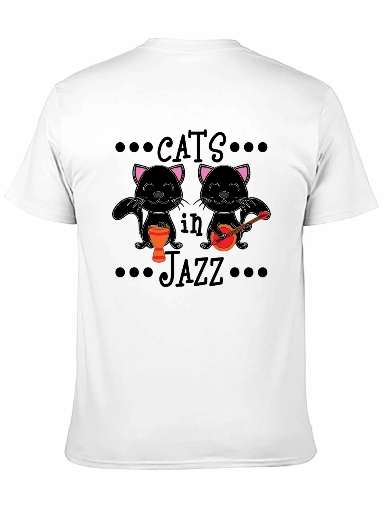 Cats in Jazz Graphic Black T-Shirt
