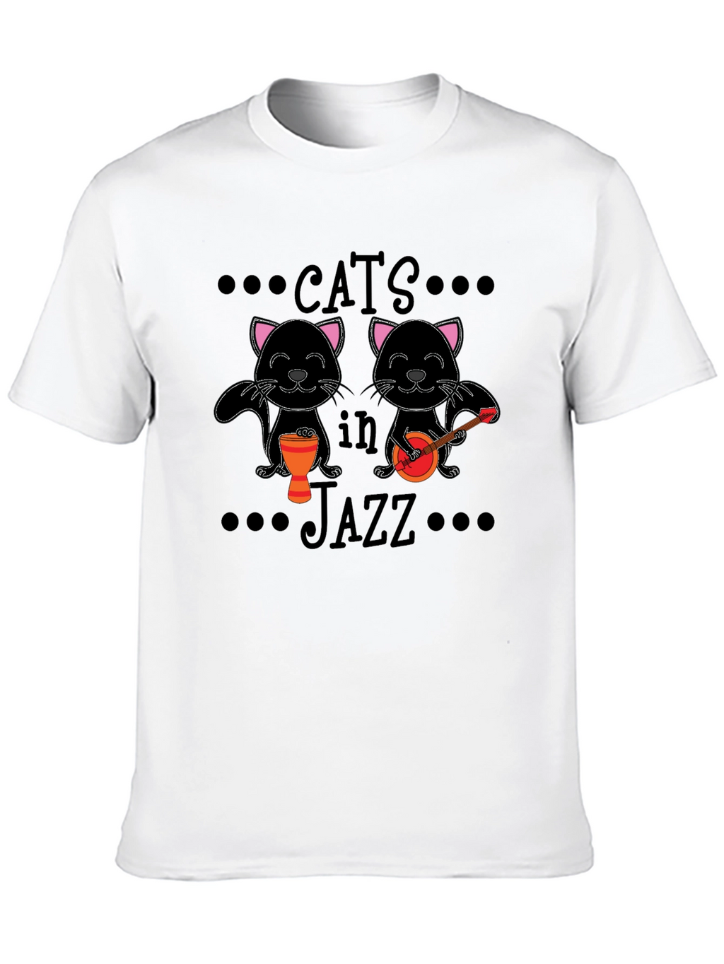 Cats in Jazz Graphic Black T-Shirt