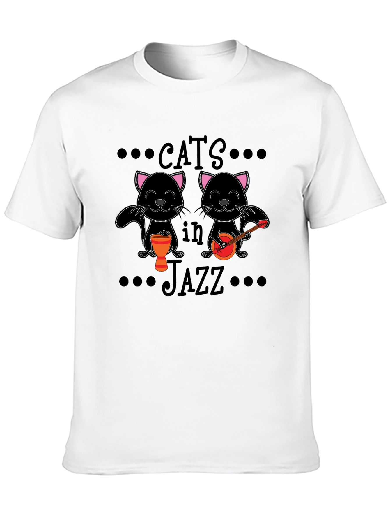 Cats in Jazz Graphic Black T-Shirt