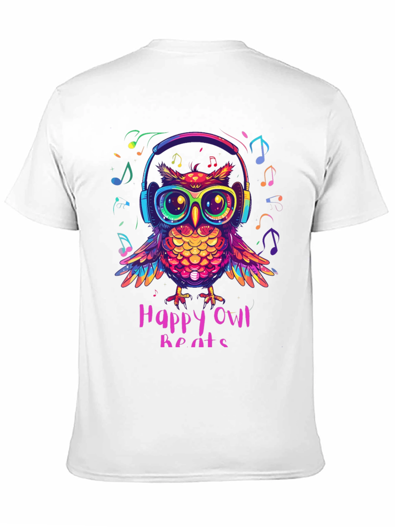 Happy Owl Beats T-Shirt - Colorful Music Lover Tee
