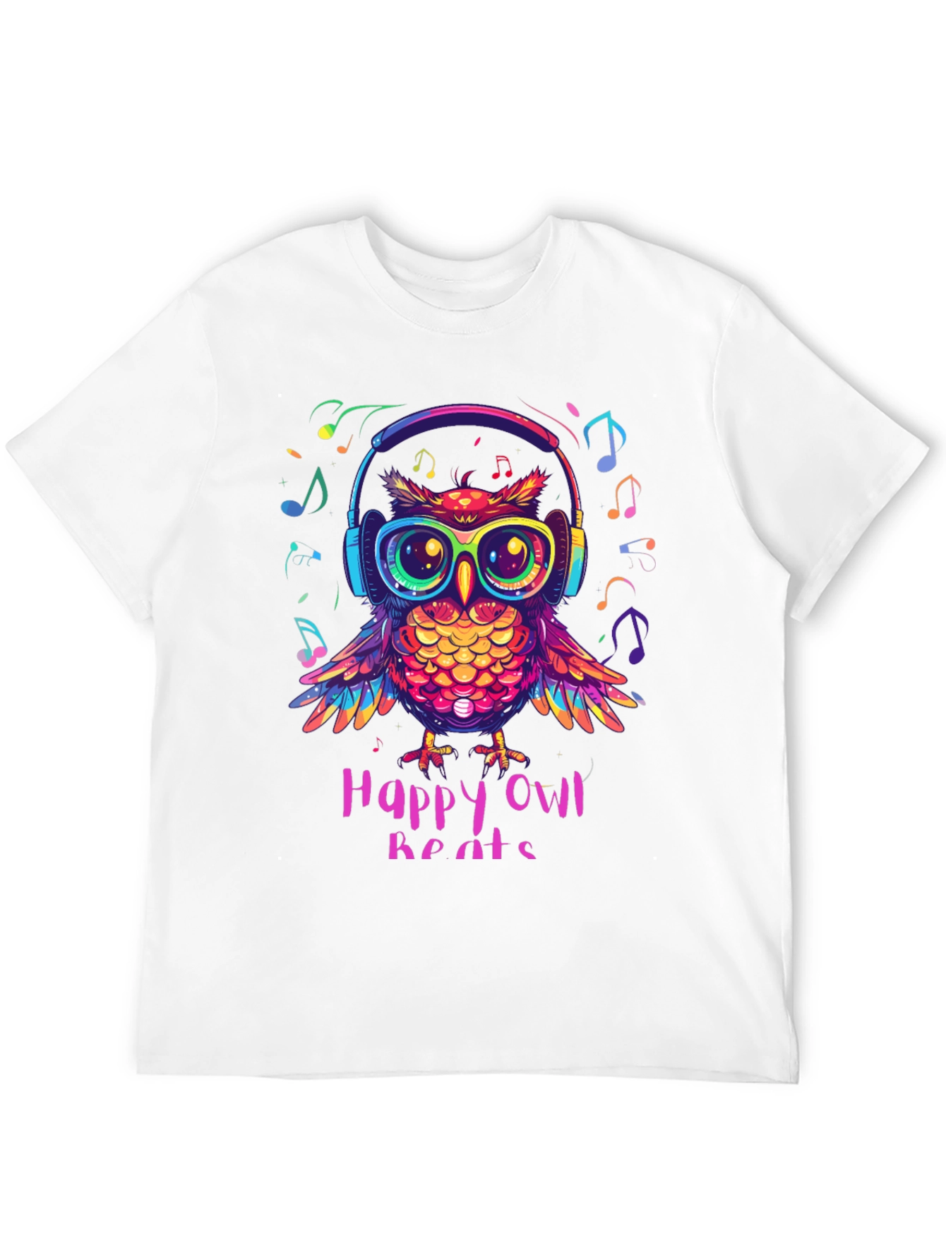 Happy Owl Beats T-Shirt - Colorful Music Lover Tee