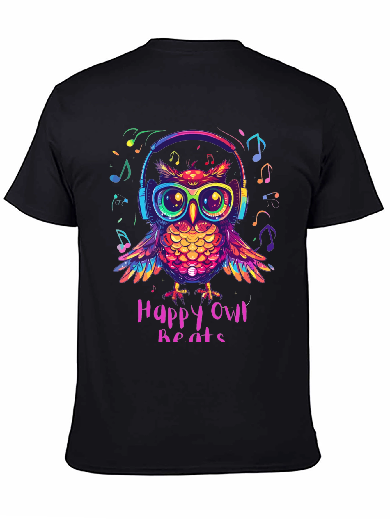 Happy Owl Beats T-Shirt - Colorful Music Lover Tee