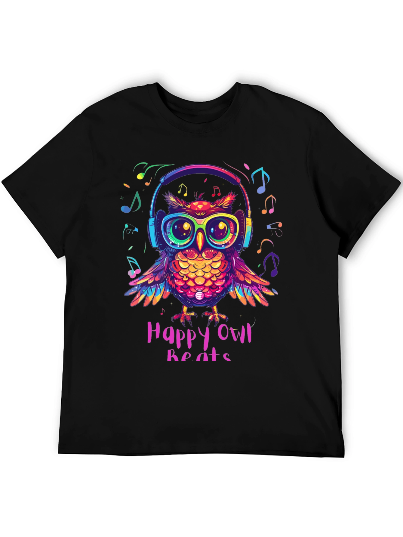 Happy Owl Beats T-Shirt - Colorful Music Lover Tee