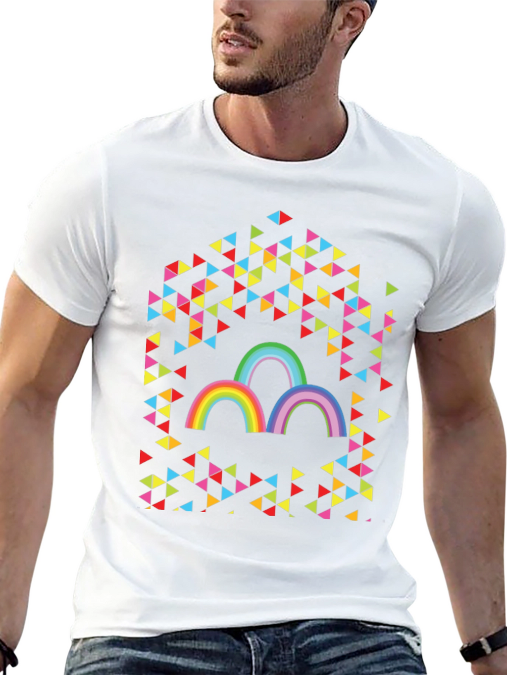 Rainbow Triangles Graphic Tee - Unisex Cotton T-Shirt