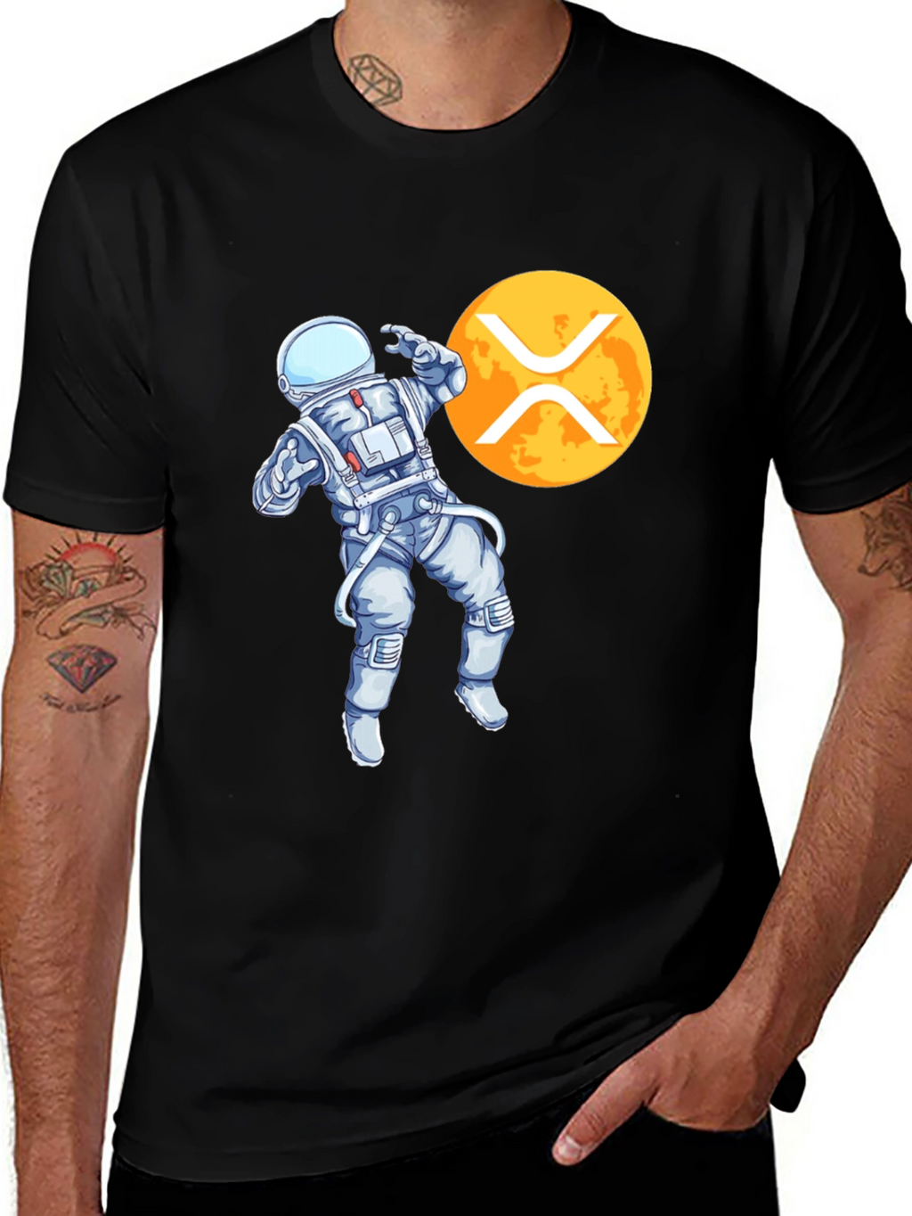 Astronaut XRP Crypto Black T-Shirt