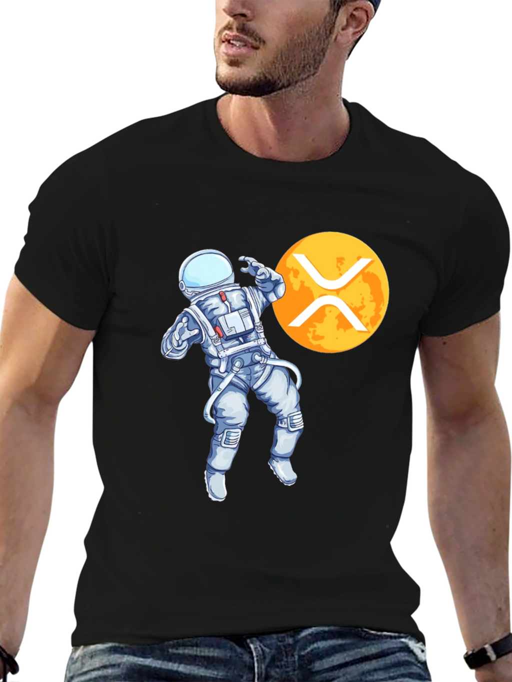 Astronaut XRP Crypto Black T-Shirt