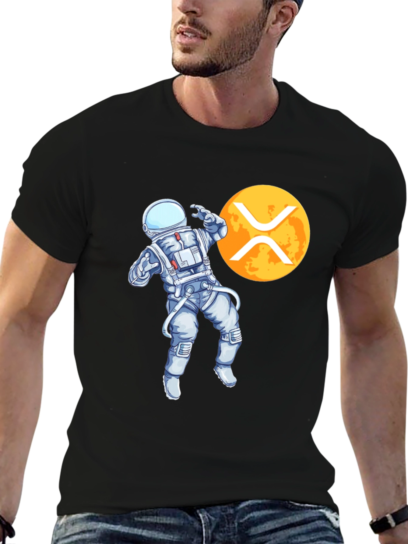 Astronaut XRP Crypto Black T-Shirt