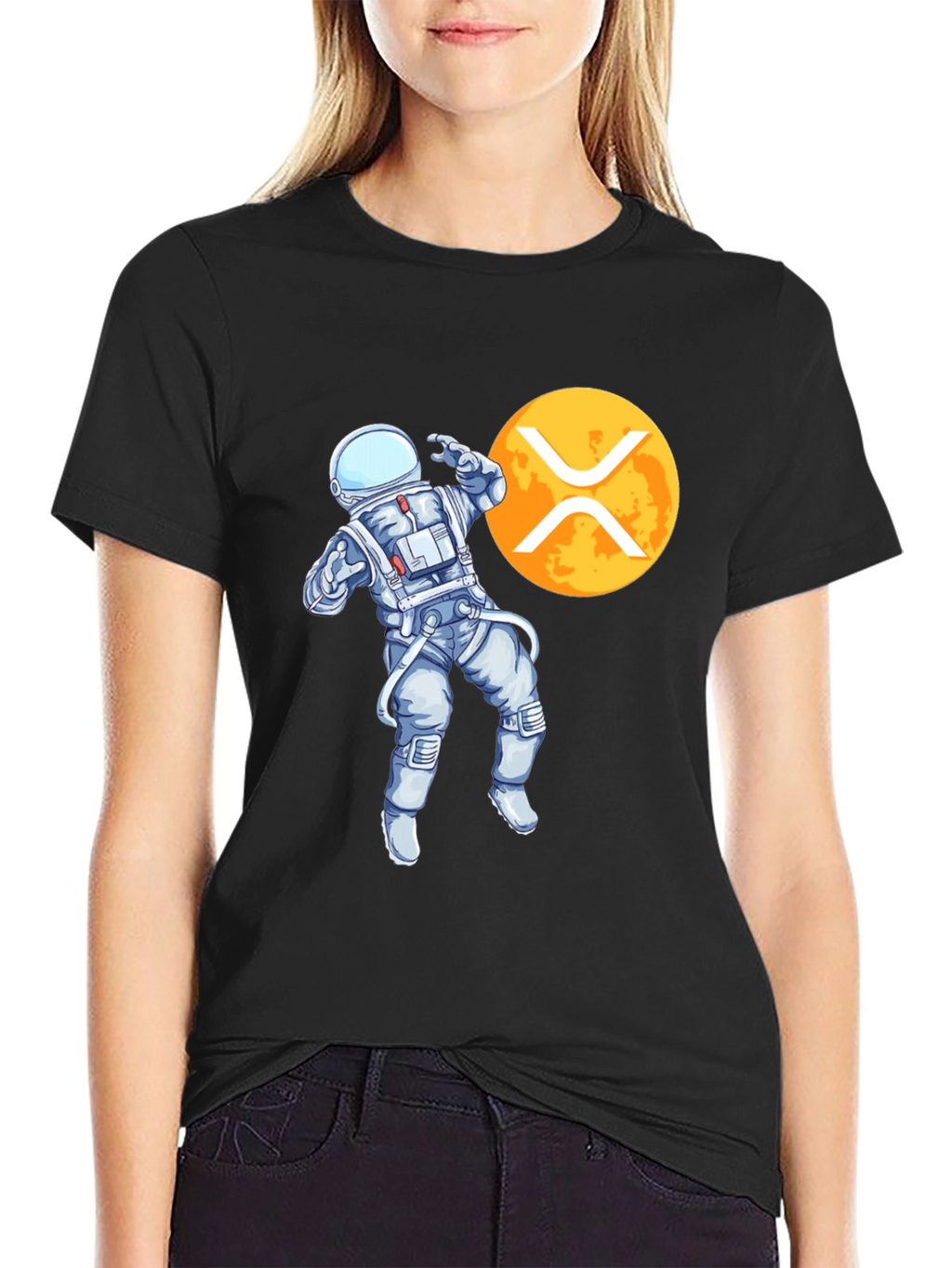 Astronaut XRP Crypto Black T-Shirt