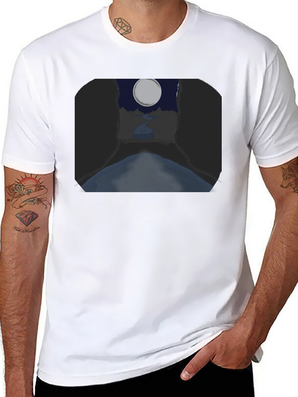Moonlit River Graphic Tee - Unique Design