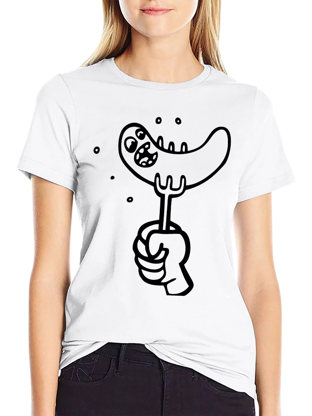 Sausage Cartoon Graphic Tee - Black