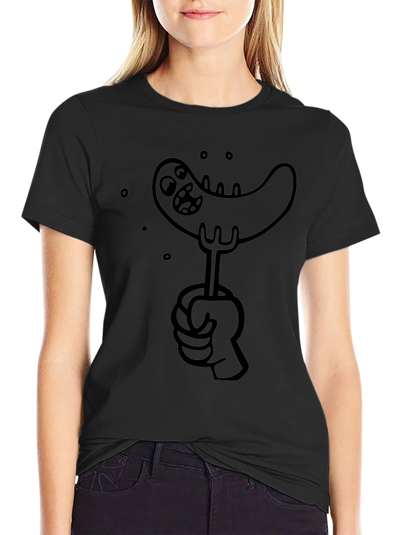 Sausage Cartoon Graphic Tee - Black