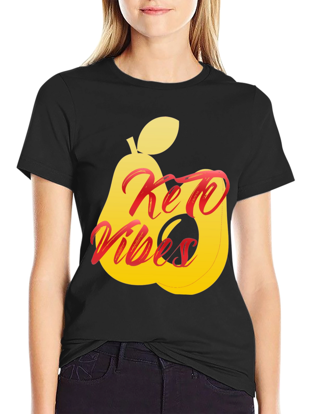 Keto Vibes Black T-Shirt Pear Graphic Tee