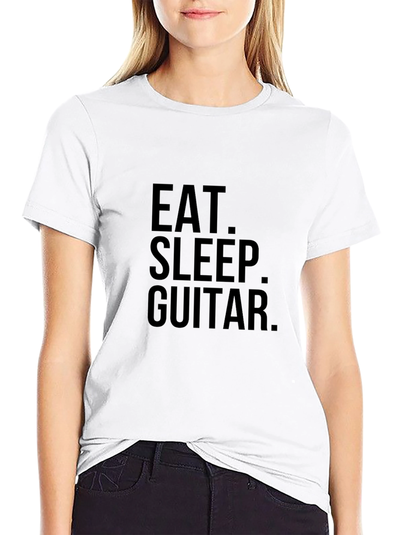 Eat Sleep Guitar Black Graphic Tee Shirt