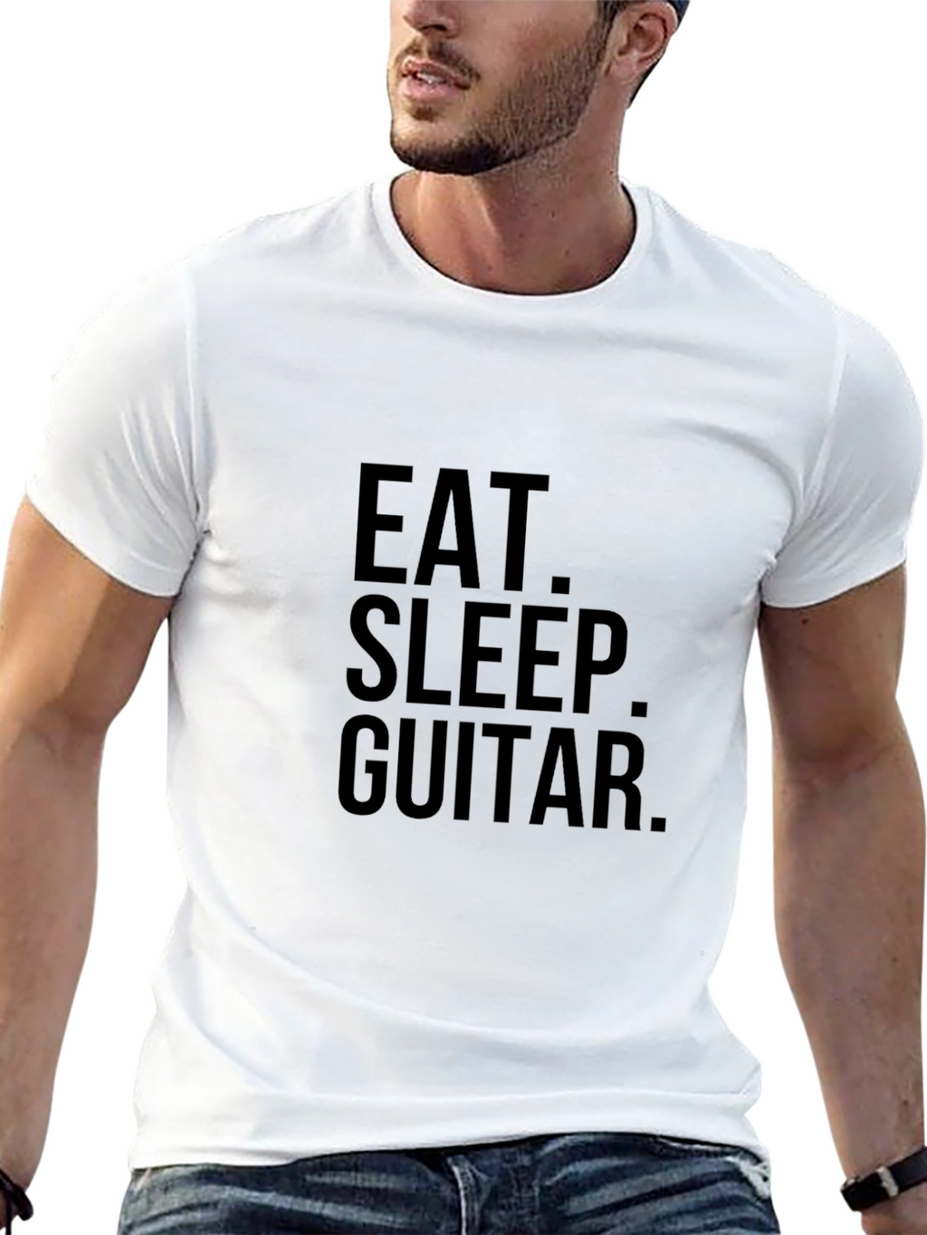 Eat Sleep Guitar Black Graphic Tee Shirt