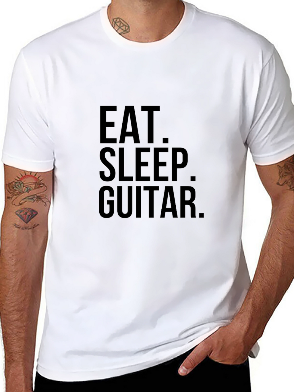 Eat Sleep Guitar Black Graphic Tee Shirt