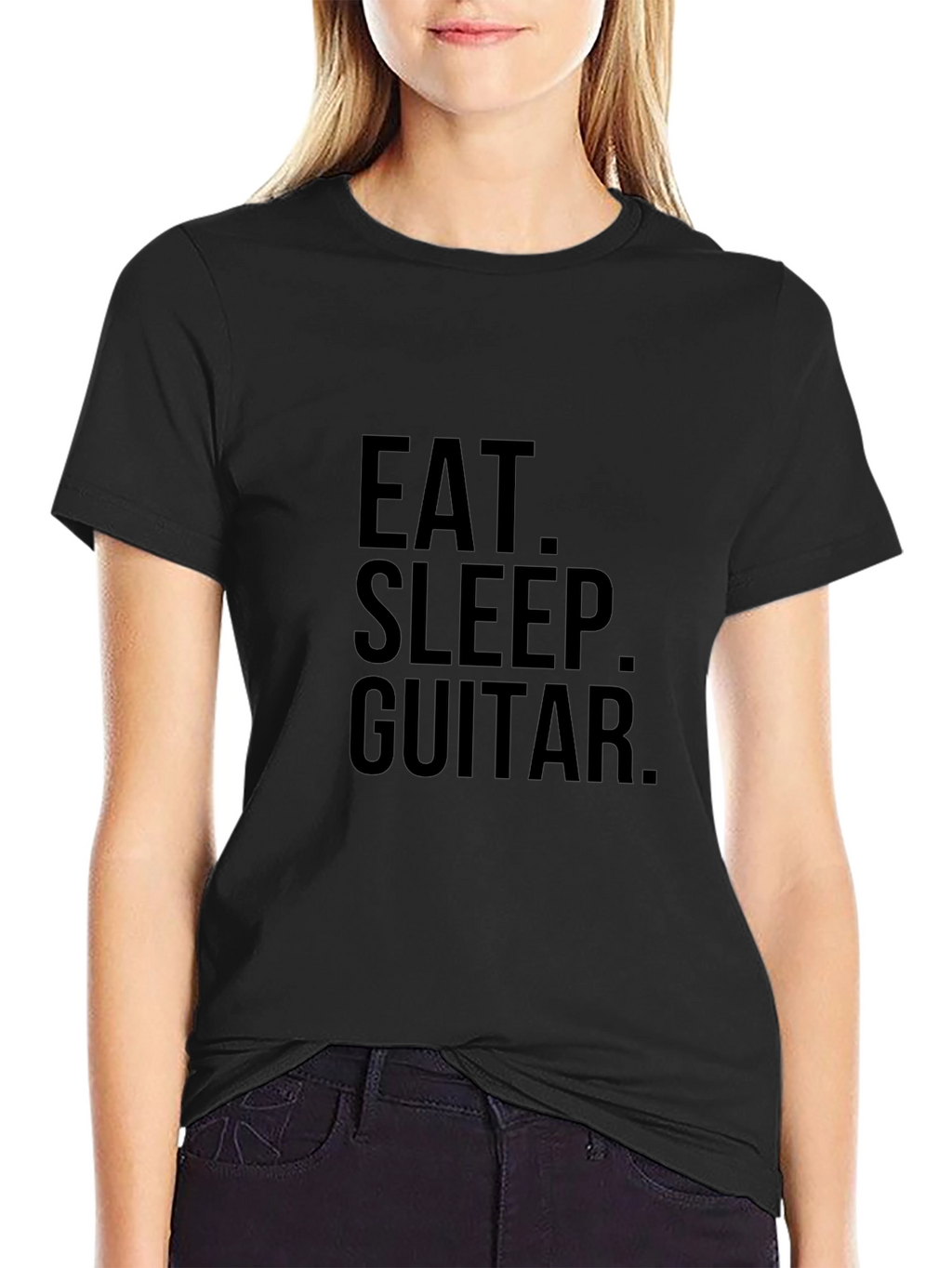 Eat Sleep Guitar Black Graphic Tee Shirt