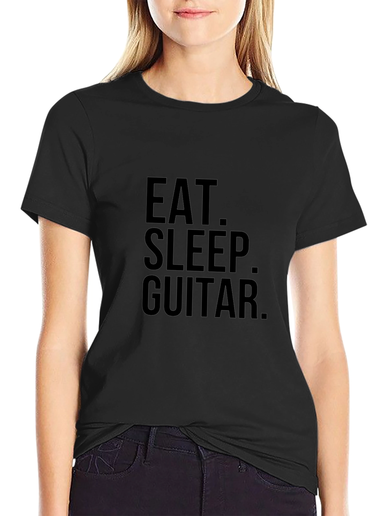 Eat Sleep Guitar Black Graphic Tee Shirt