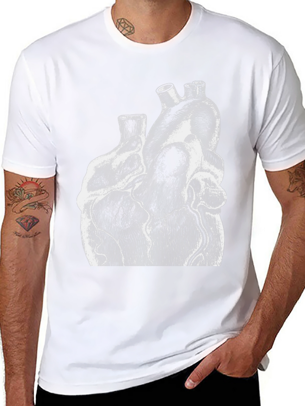 Anatomical Heart Graphic Print Black T-Shirt