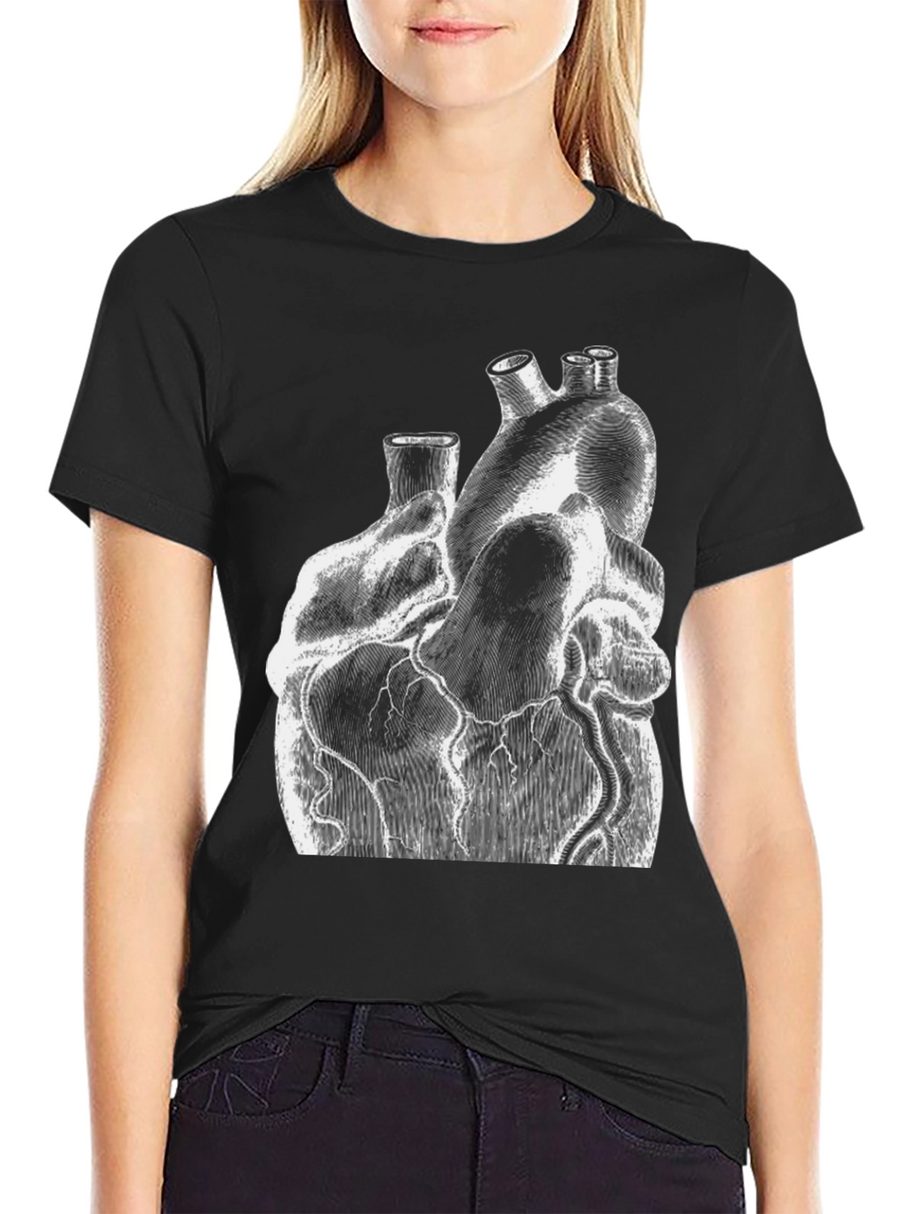 Anatomical Heart Graphic Print Black T-Shirt