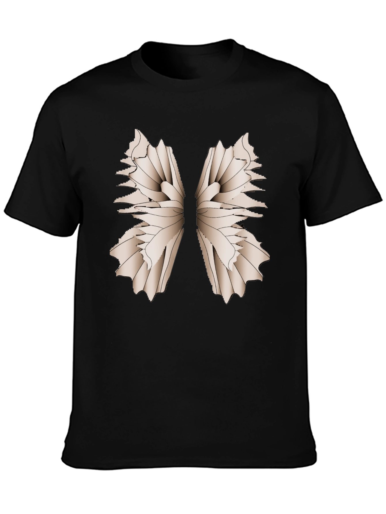Abstract Wing Print Black T-Shirt