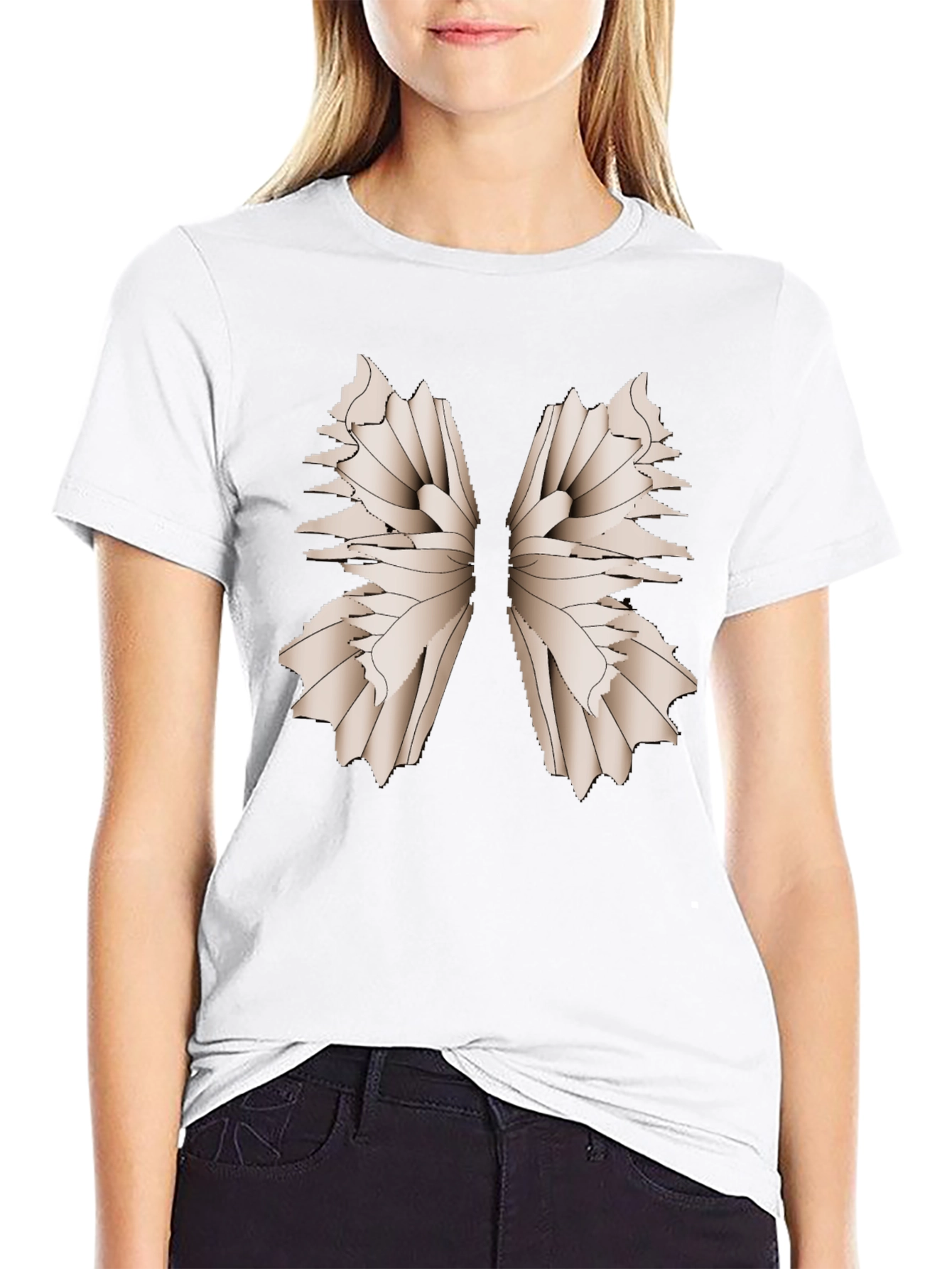 Abstract Wing Print Black T-Shirt