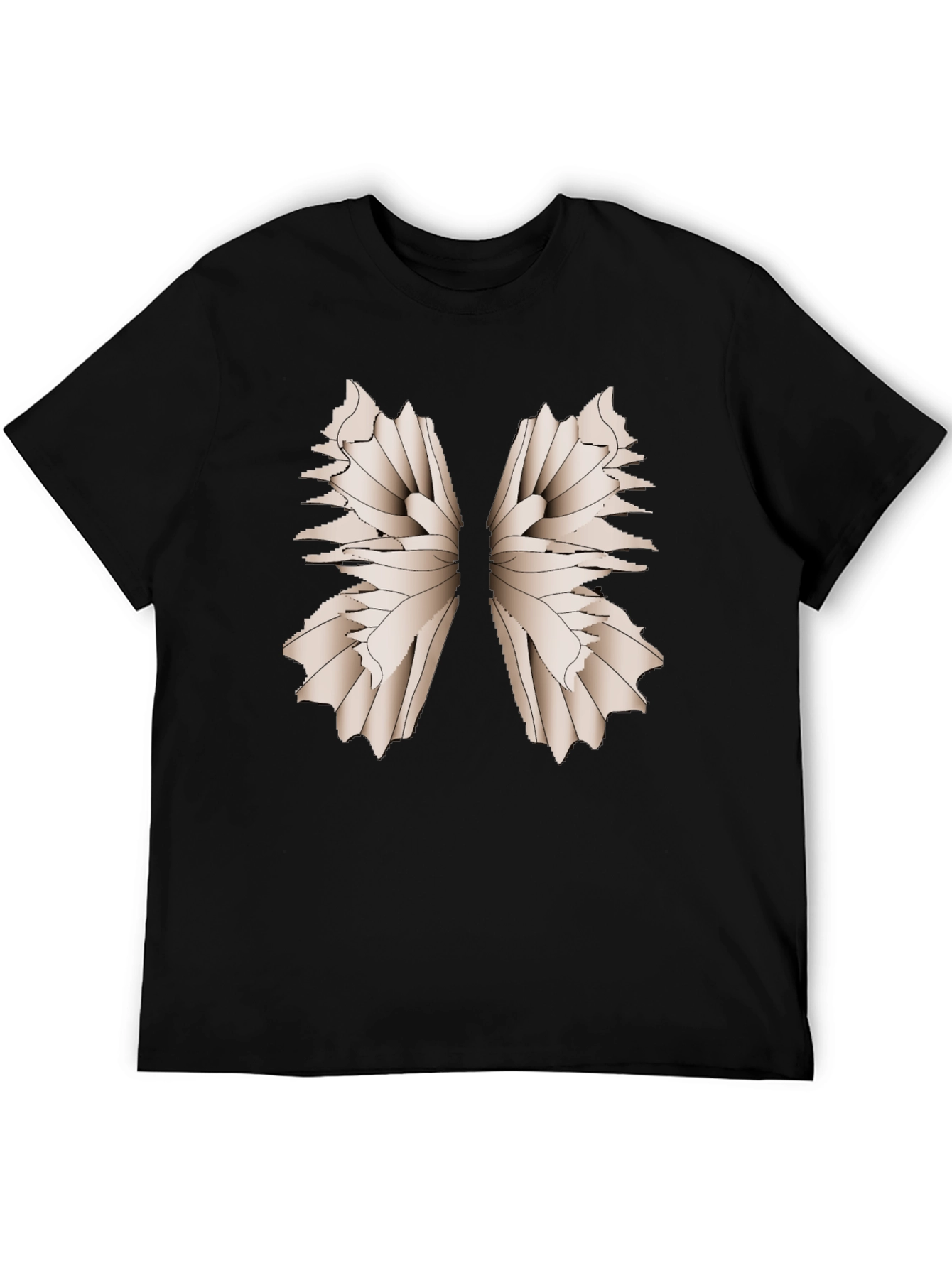 Abstract Wing Print Black T-Shirt