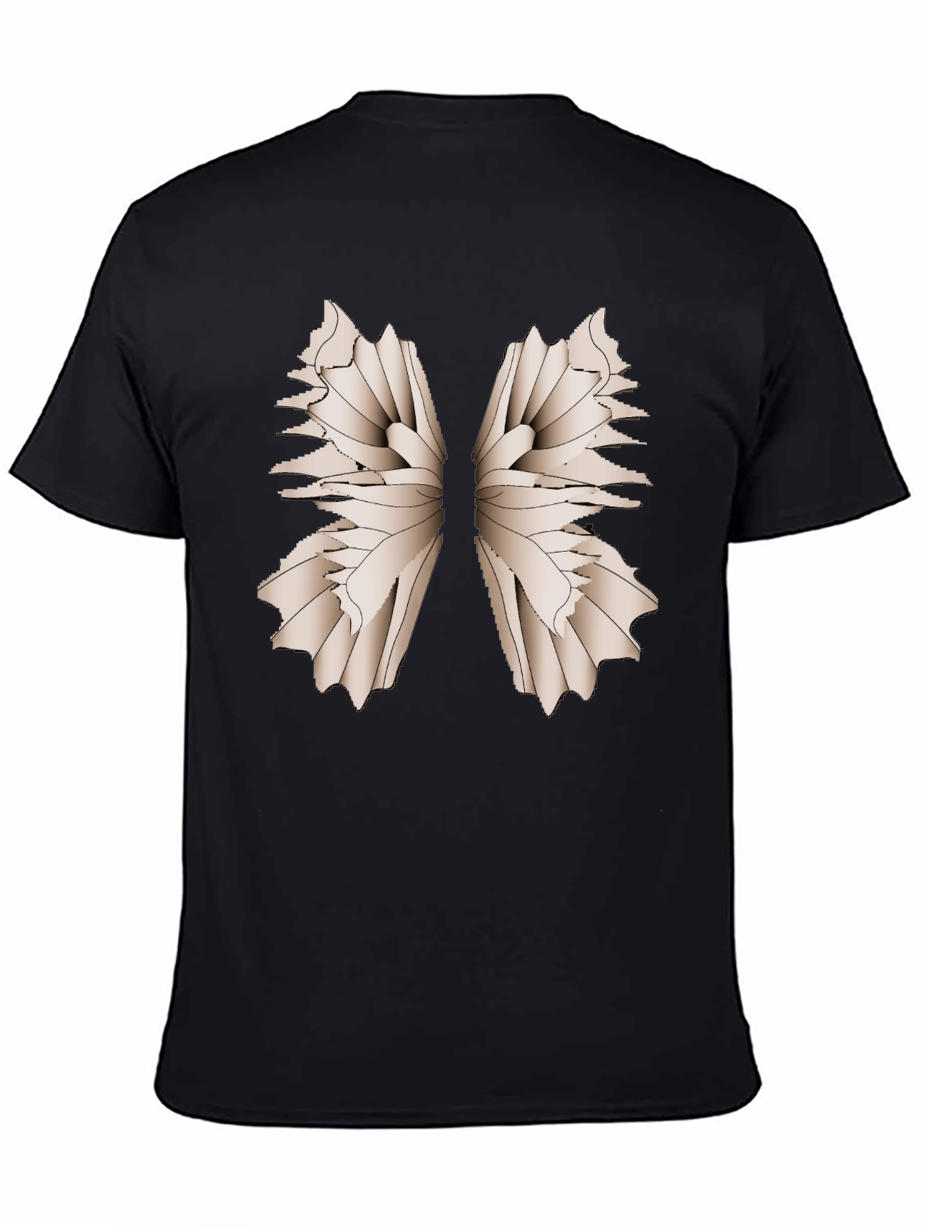 Abstract Wing Print Black T-Shirt