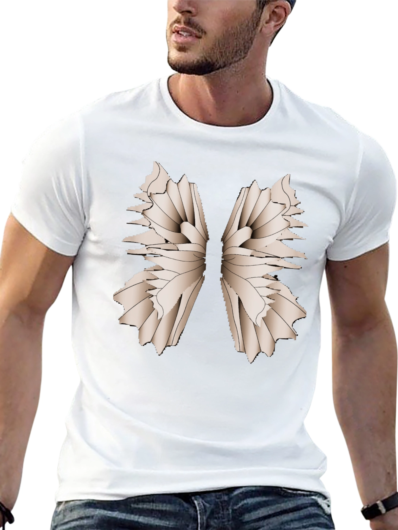Abstract Wing Print Black T-Shirt