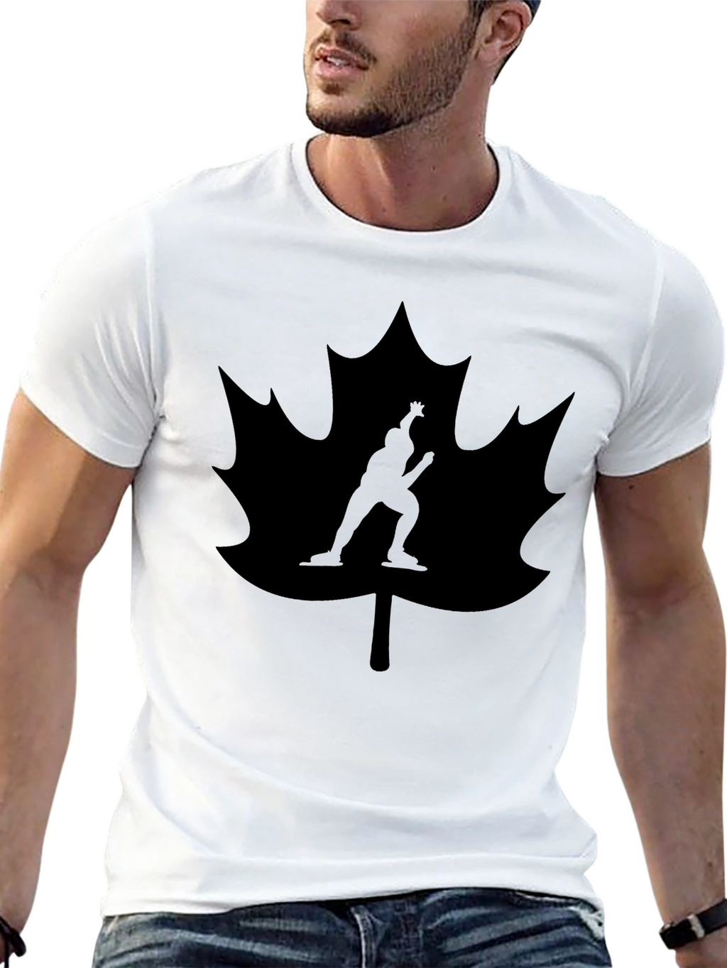 Maple Leaf Figure Skating Black T-Shirt