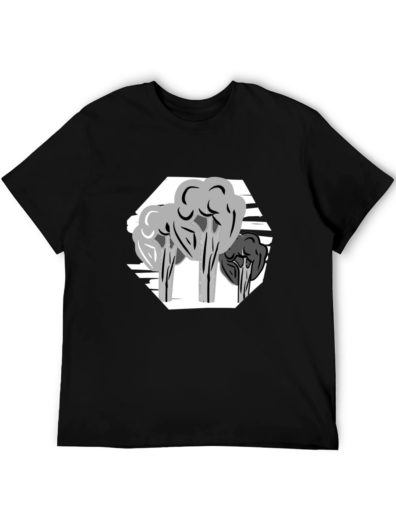 Abstract Tree Graphic Tee - Stylish Mens Black T-Shirt