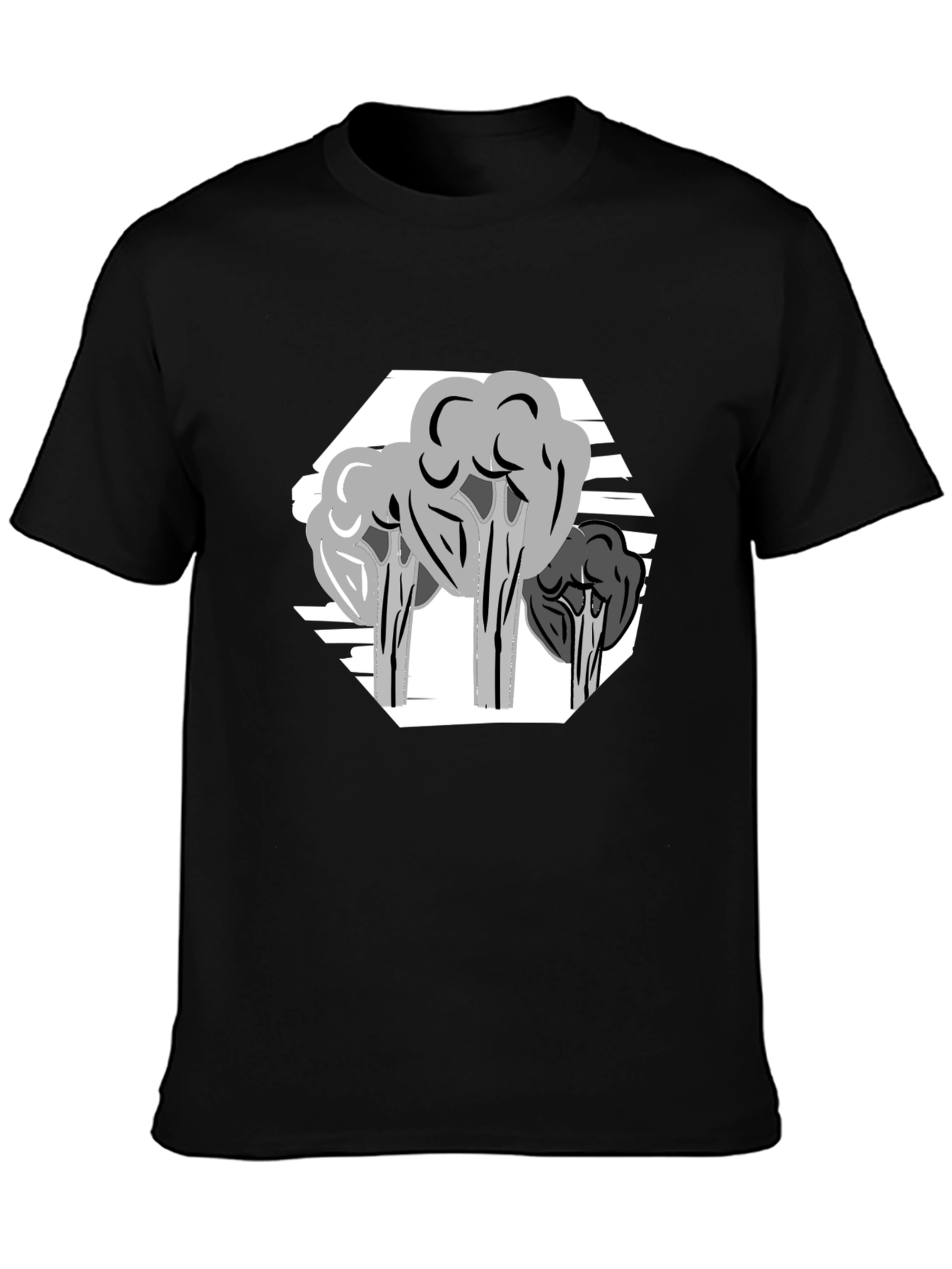 Abstract Tree Graphic Tee - Stylish Mens Black T-Shirt