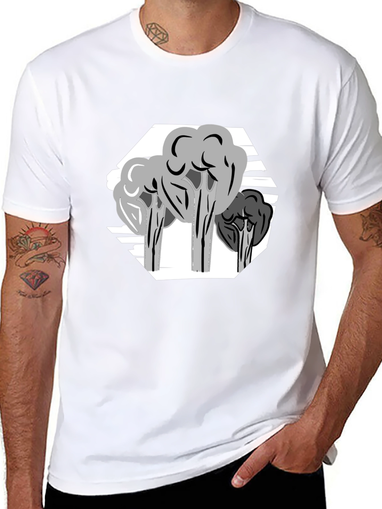 Abstract Tree Graphic Tee - Stylish Mens Black T-Shirt