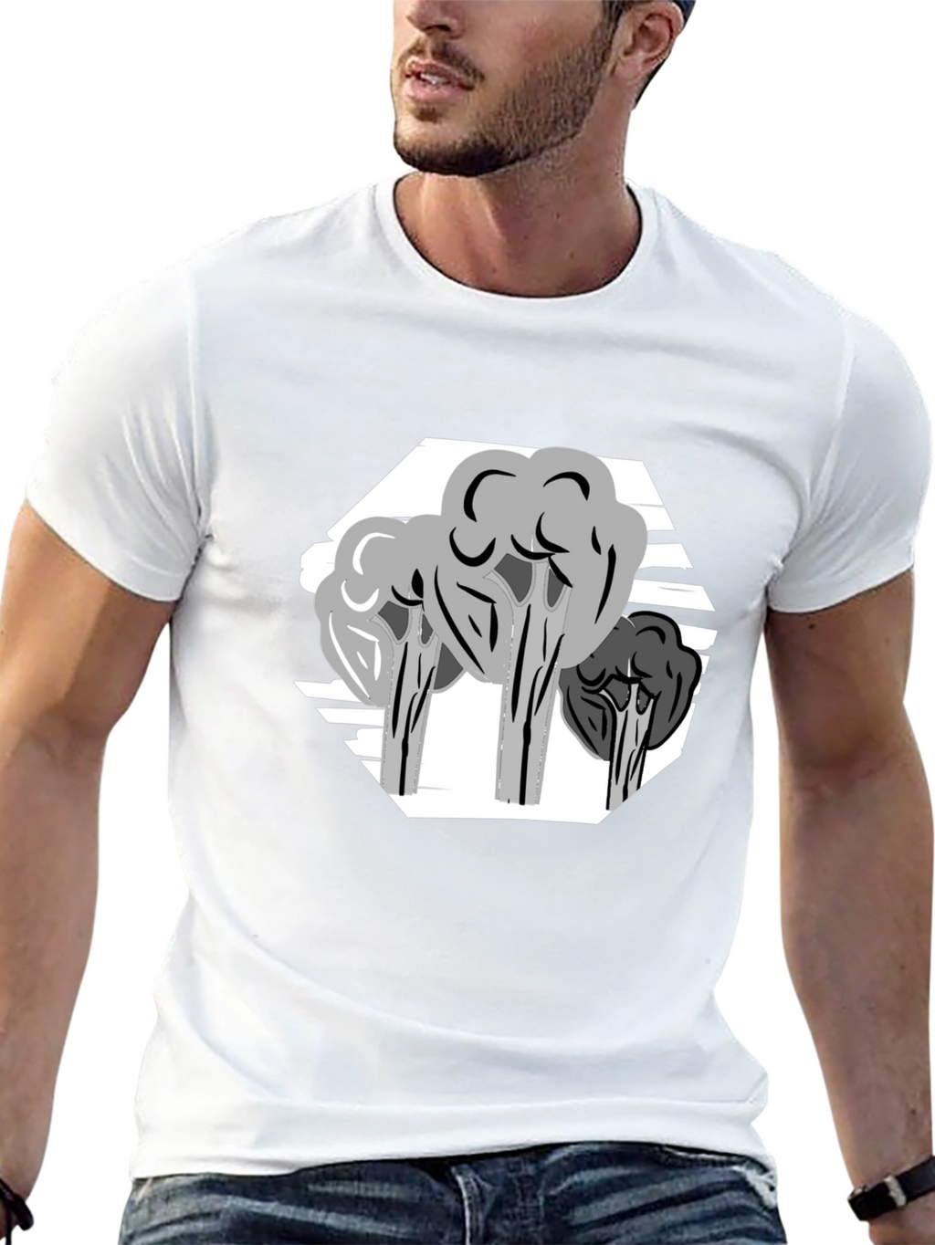 Abstract Tree Graphic Tee - Stylish Mens Black T-Shirt