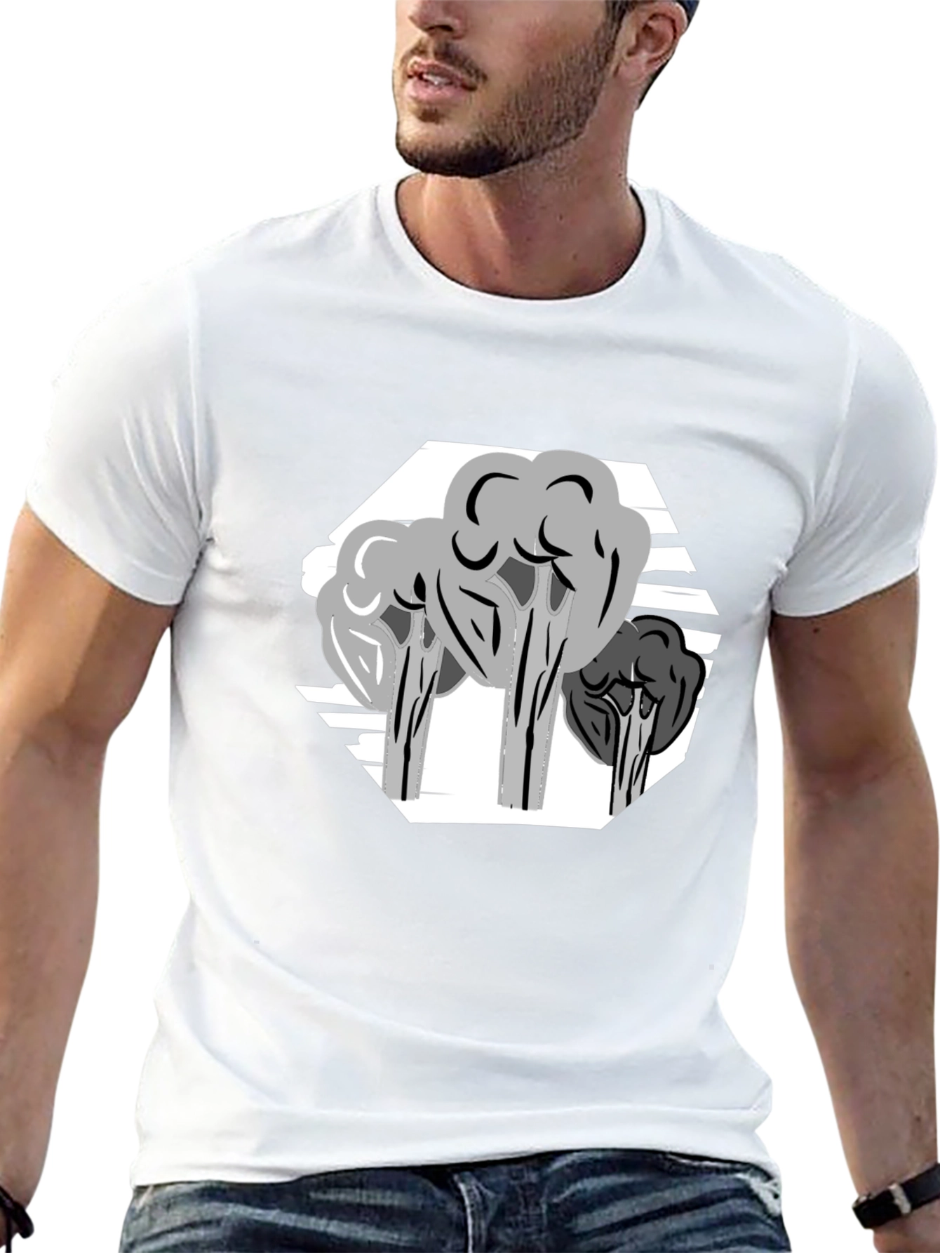 Abstract Tree Graphic Tee - Stylish Mens Black T-Shirt