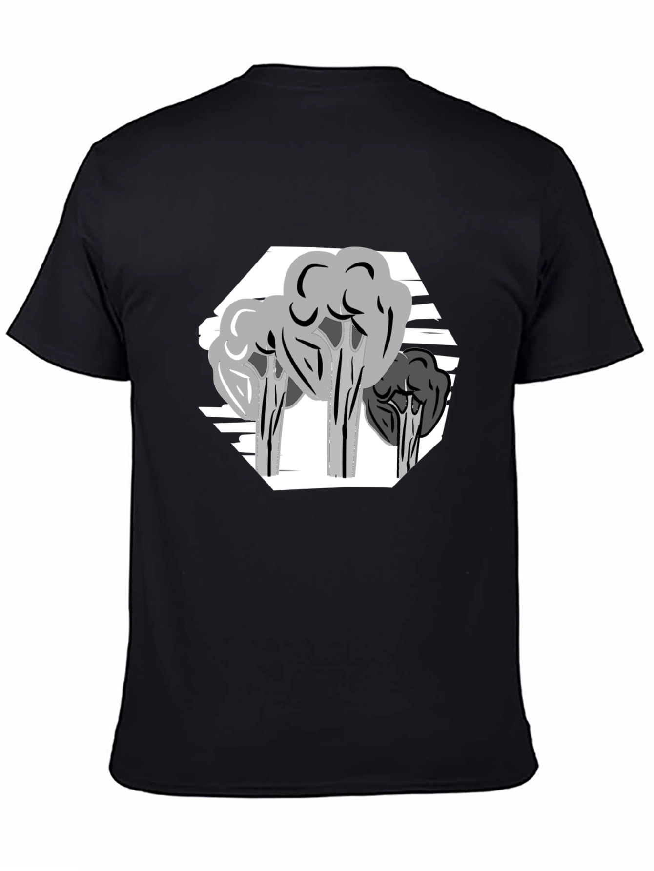 Abstract Tree Graphic Tee - Stylish Mens Black T-Shirt