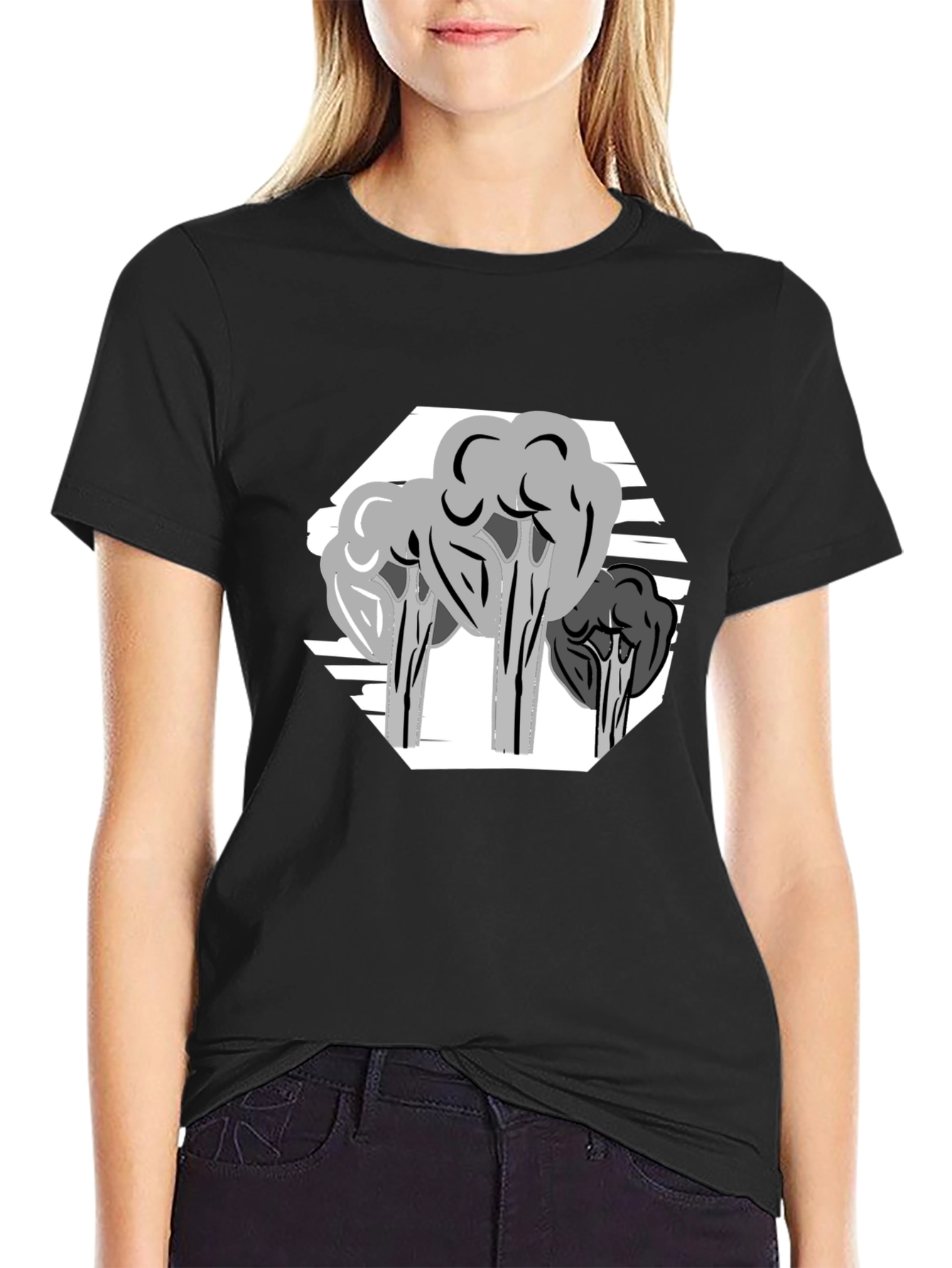Abstract Tree Graphic Tee - Stylish Mens Black T-Shirt