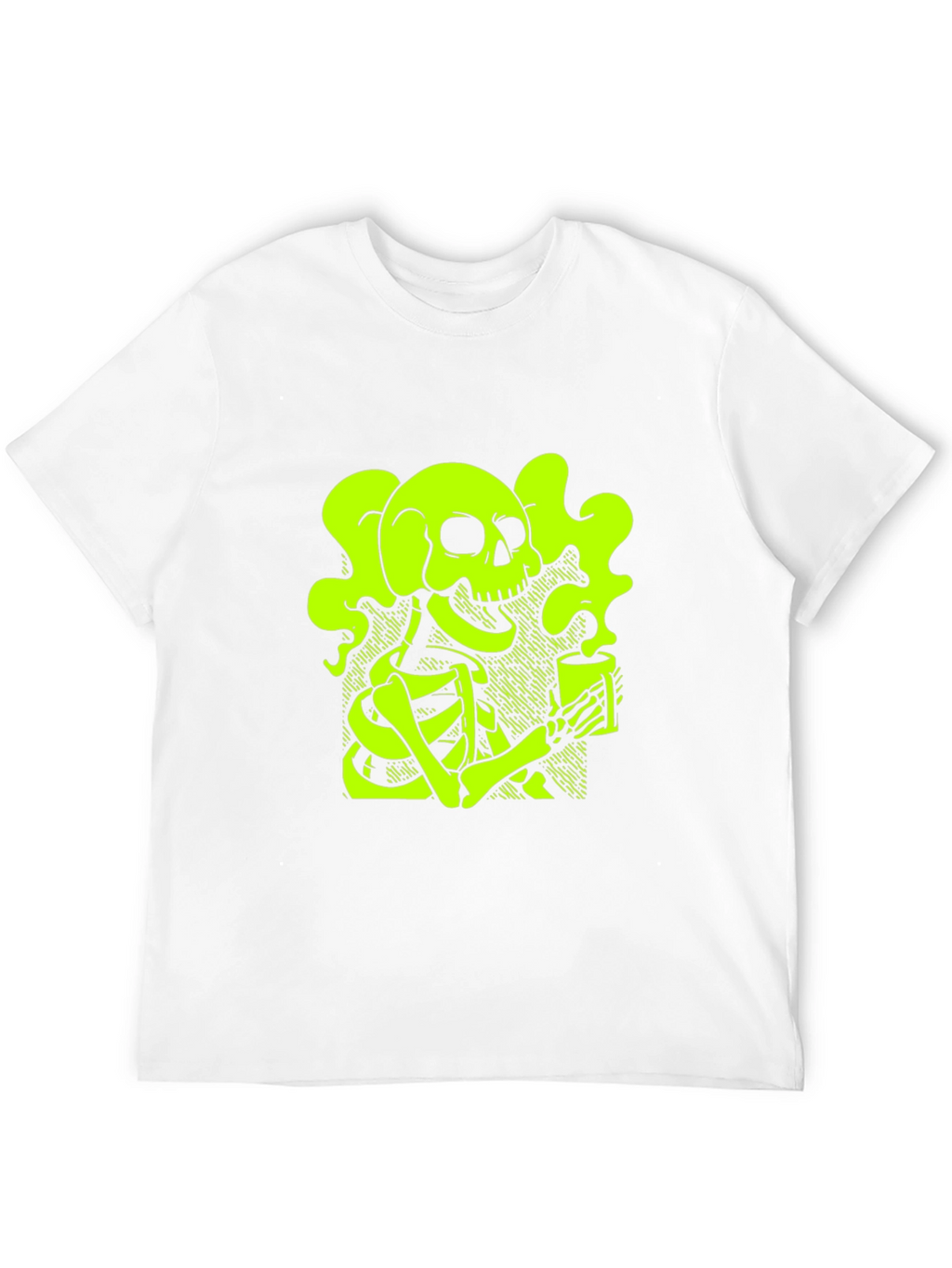 Skull & Coffee T-Shirt - Neon Green Graphic Tee