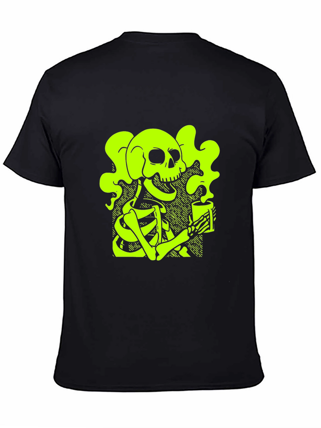Skull & Coffee T-Shirt - Neon Green Graphic Tee