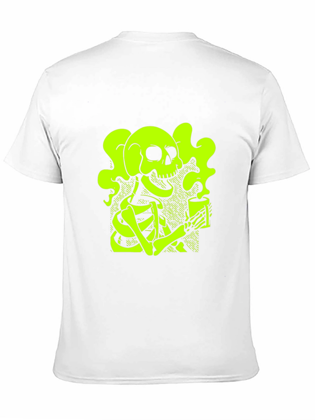 Skull & Coffee T-Shirt - Neon Green Graphic Tee