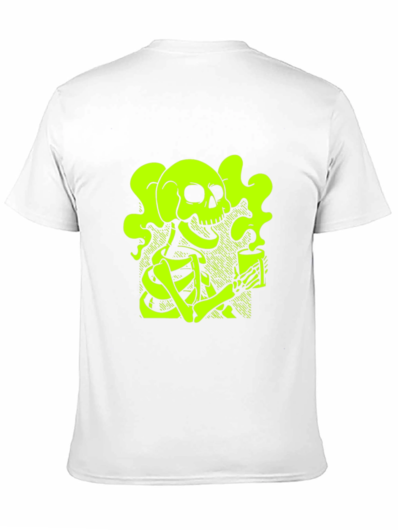 Skull & Coffee T-Shirt - Neon Green Graphic Tee