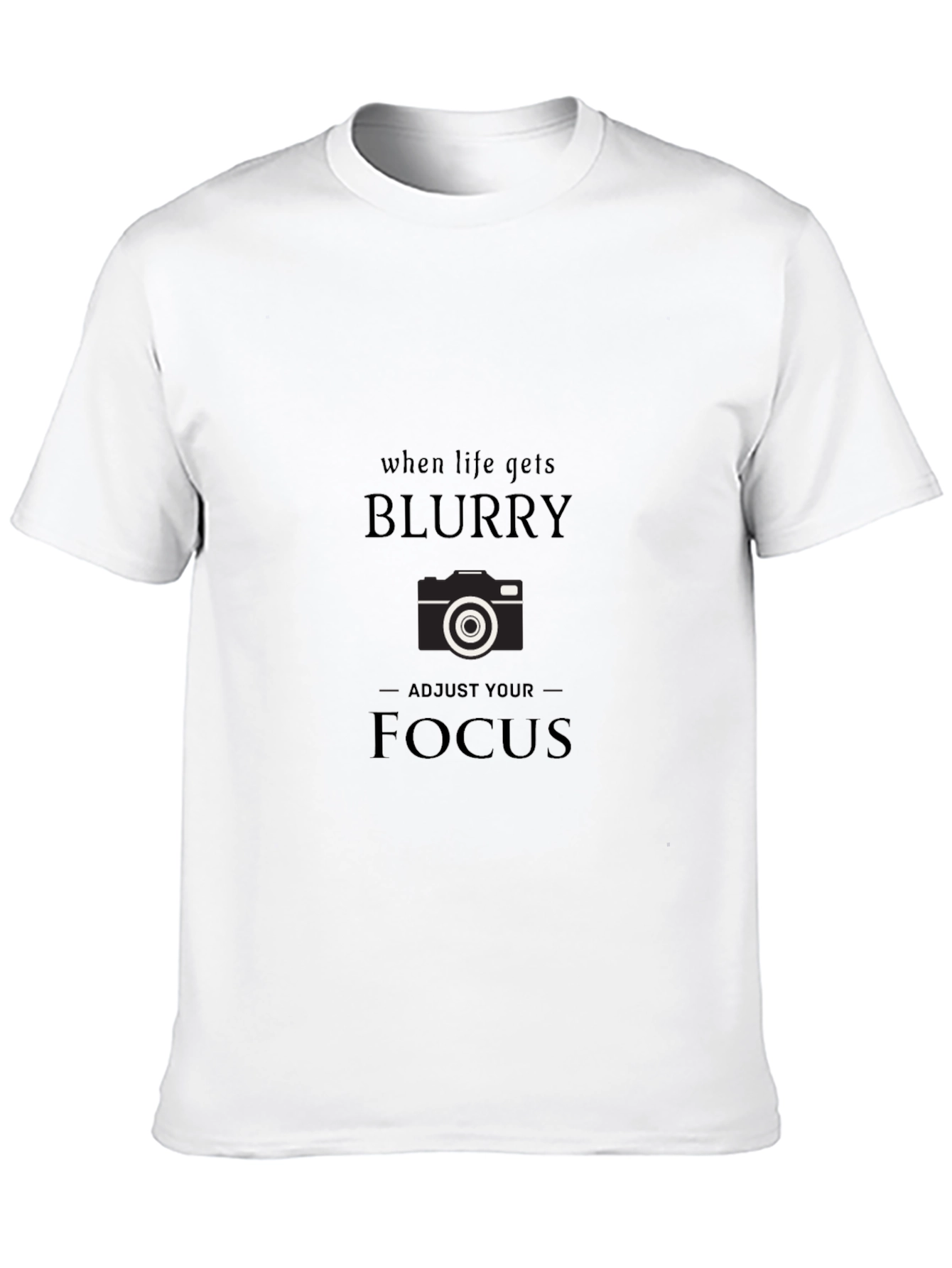 Blurry Focus Camera Graphic Tee - Black Cotton T-Shirt