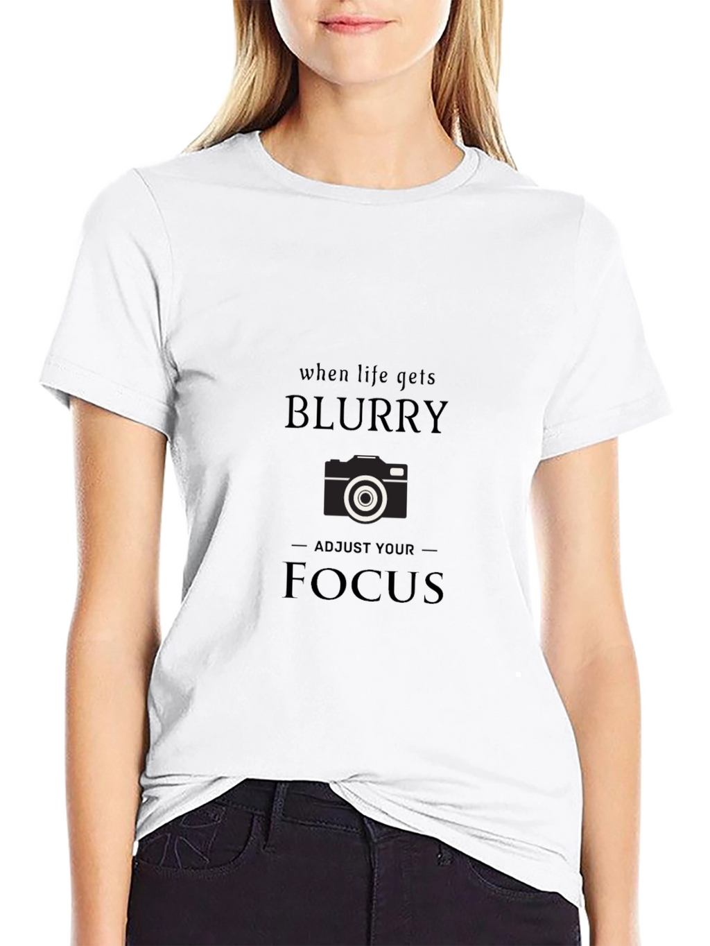 Blurry Focus Camera Graphic Tee - Black Cotton T-Shirt