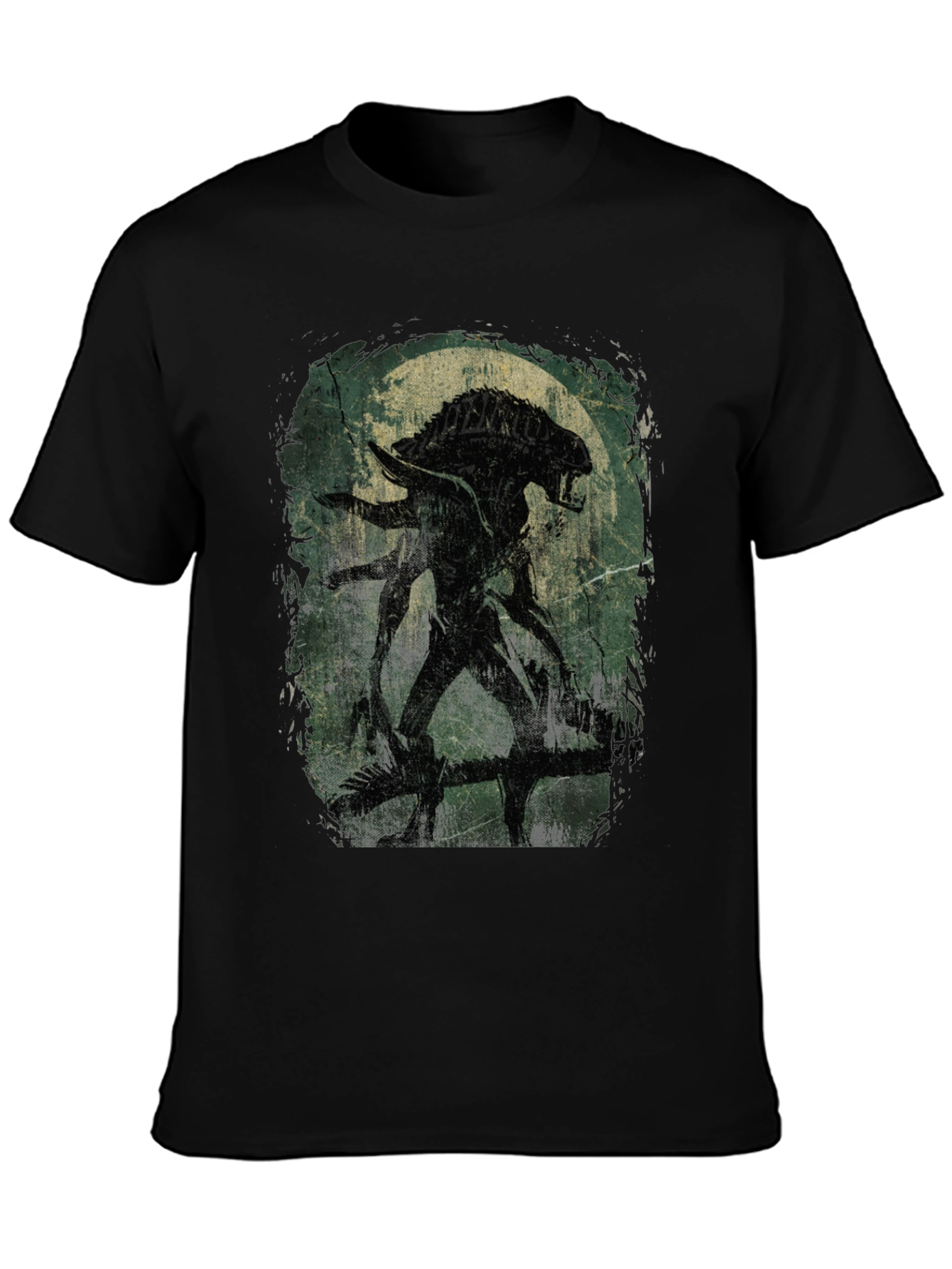 Alien Xenomorph Graphic Print Black T-Shirt