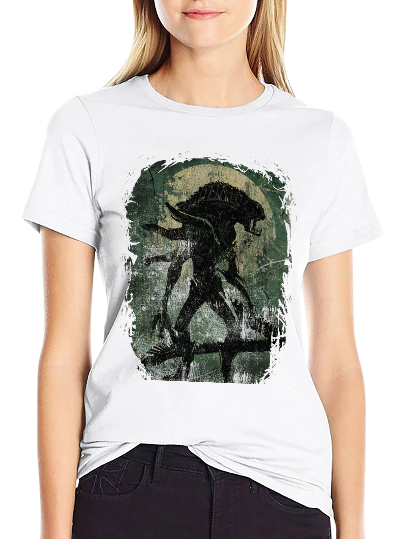 Alien Xenomorph Graphic Print Black T-Shirt