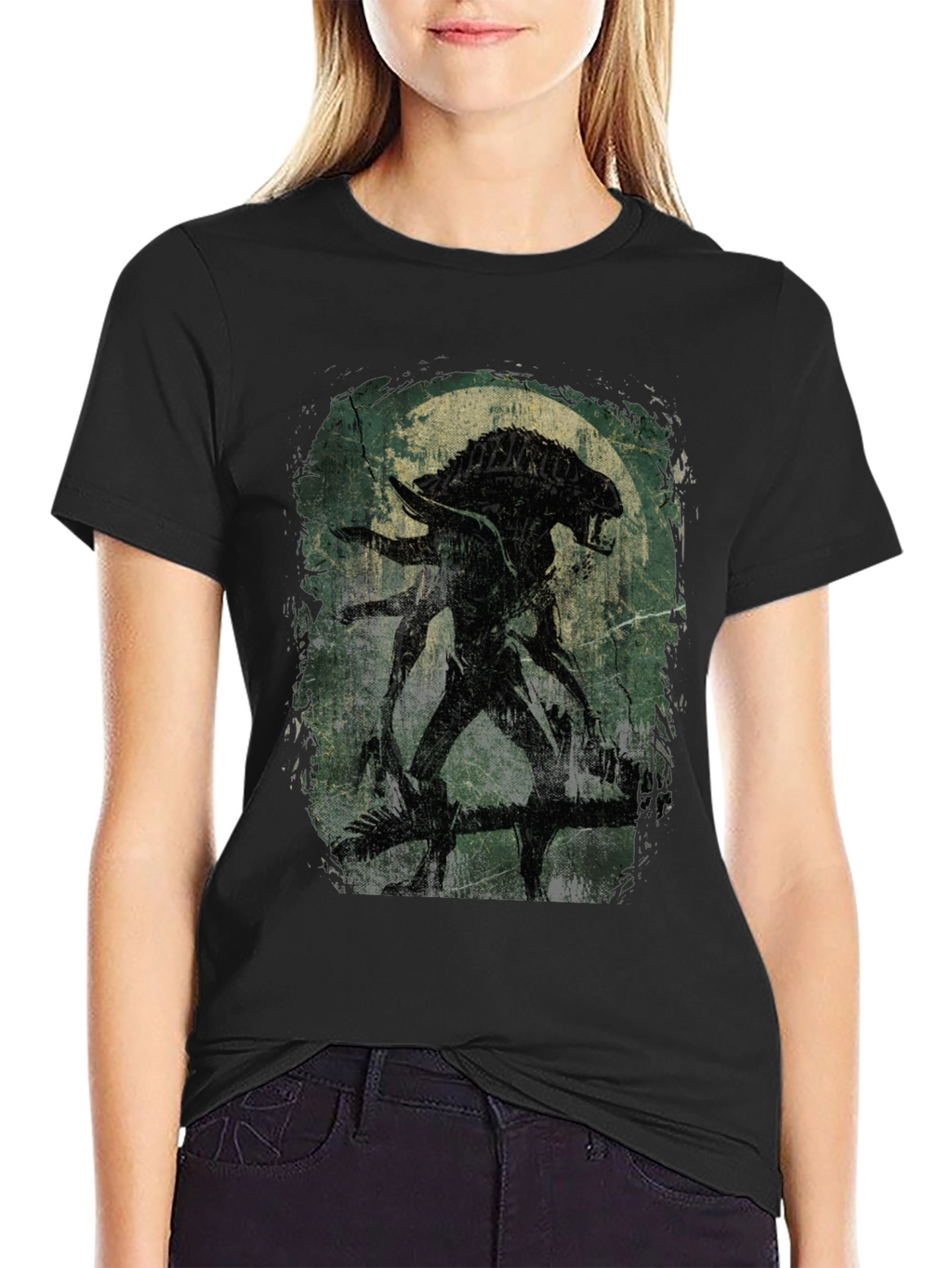 Alien Xenomorph Graphic Print Black T-Shirt