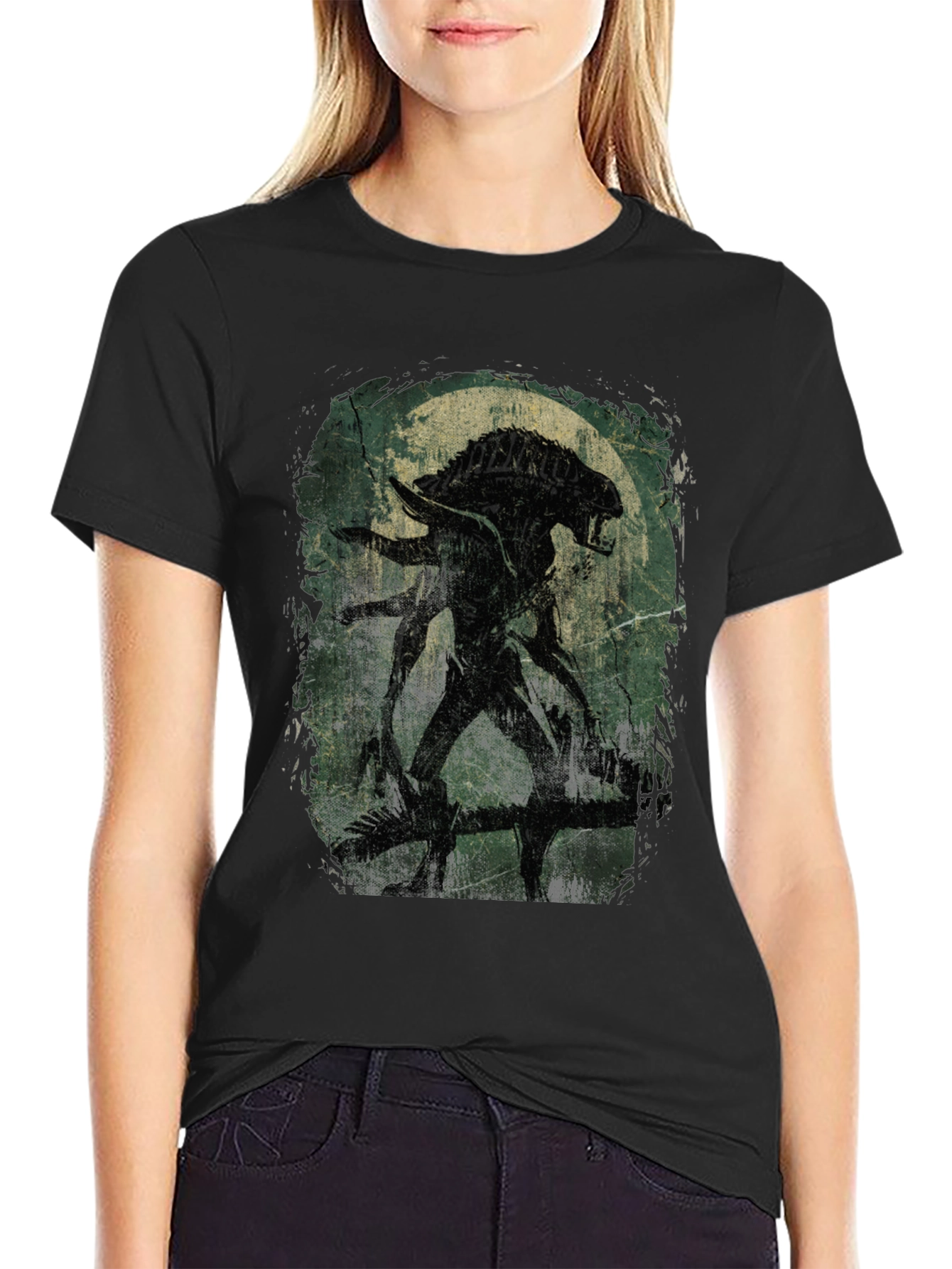 Alien Xenomorph Graphic Print Black T-Shirt